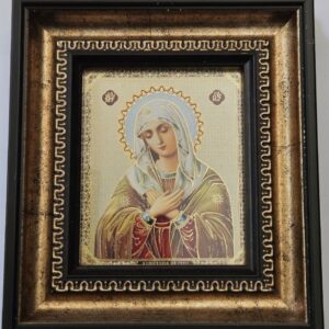 Икона "Света Богородица Умиление - Серафимо Дивеевска". Стил "Синай", размер: 16/18 см., дърво, позлата, полиграфия.