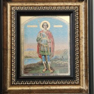 Икона "Свети великомъченик Георги - ростов". Стил "Синай" , размер: 16/18 см., дърво, позлата, полиграфия.