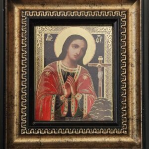 (Български) Икона "Света Богородица Не ридай мене Мати". Стил "Синай" , размер: 16/18 см., дърво, позлата, полиграфия.