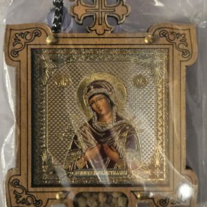 (Български) Икона за автомобил "Света Богородица Семистрелна" царска, дърво, осветена