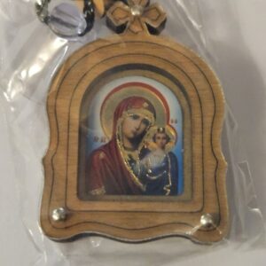 Икона за автомобил " Света Богородица Казанска " царска свод , дърво, осветена